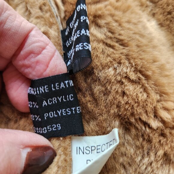 Steve Madden Vintage Y2k Genuine Leather Faux Shearling Long Coat Penny Lane - Picture 7 of 16